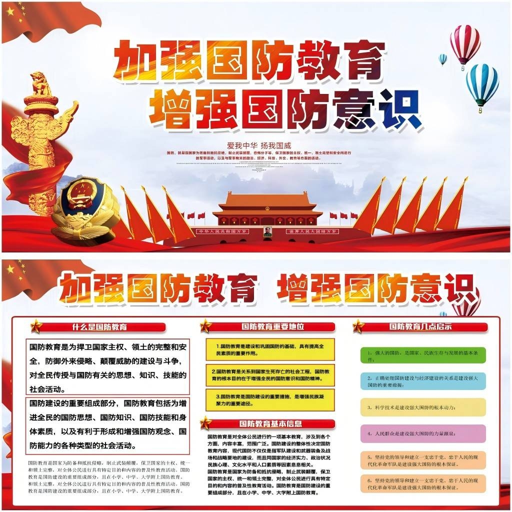 加强国防教育增强国防观念展板宣传栏 (2)