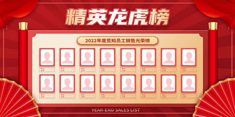红色大气公司销售业绩光荣榜背景墙展板 (13)