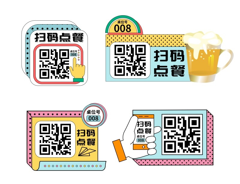 自助扫码点餐贴饭店奶茶甜品商家桌贴素材