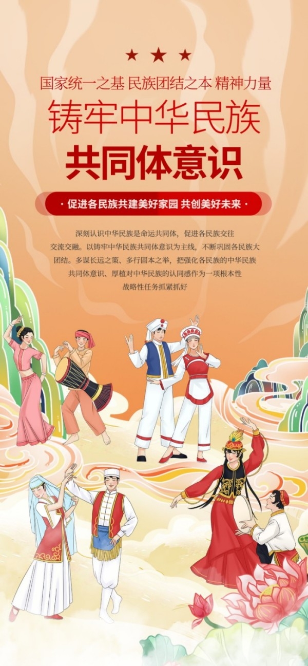 国潮民族团结石榴籽宣传海报易拉宝素材 (4)