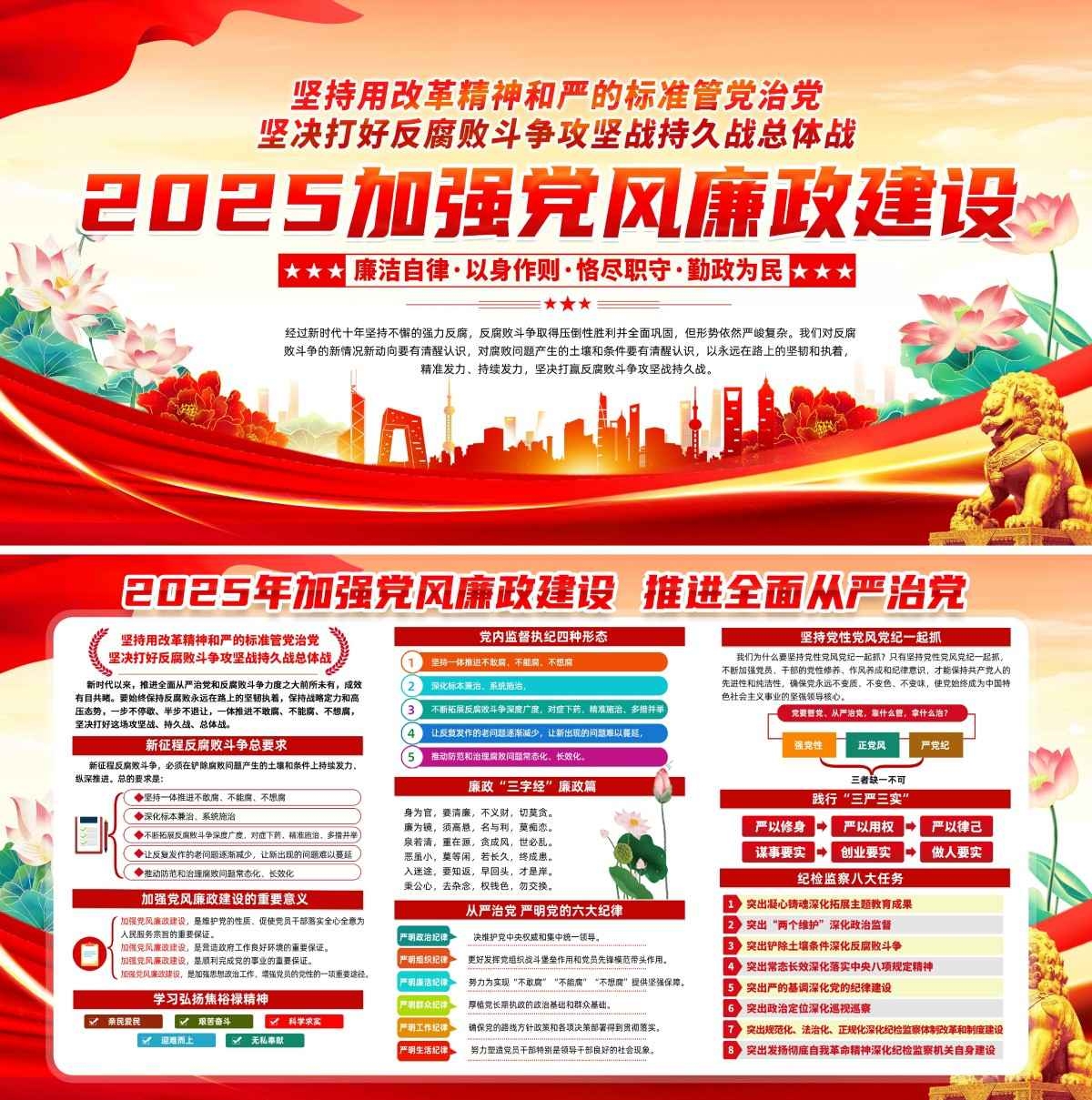 2025年加强党风廉政建设展板海报 (6)