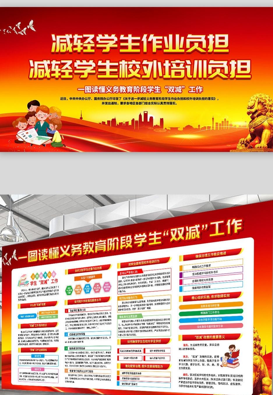 义务教育阶段双减政策知识解读展板宣传栏 (14)