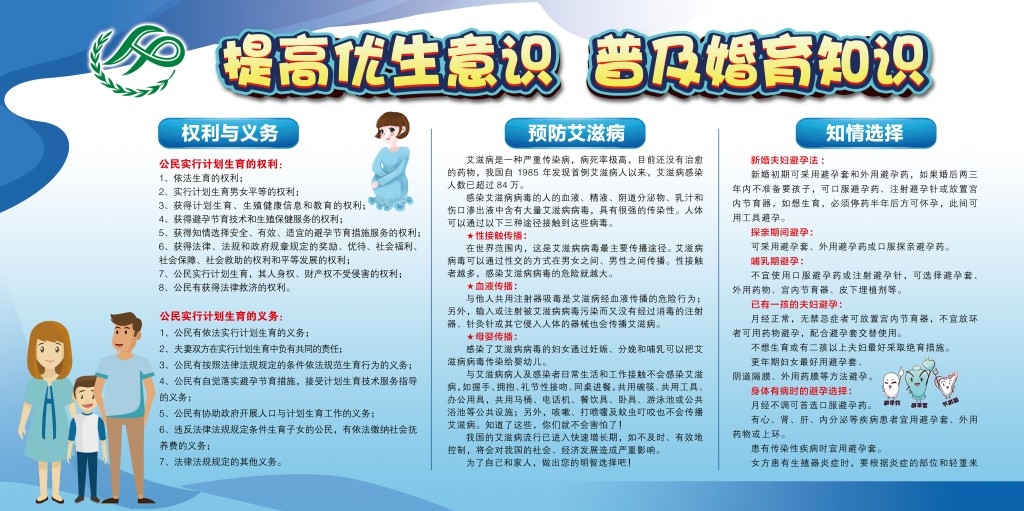 人口计生提高优生意识普及婚育知识宣传栏展板