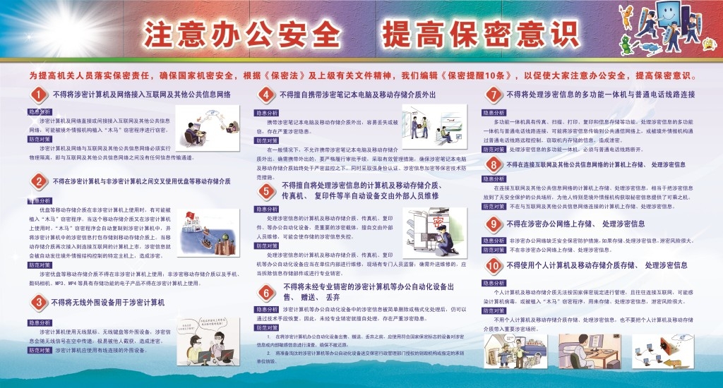 注意办公安全提高保密意识宣传栏展板