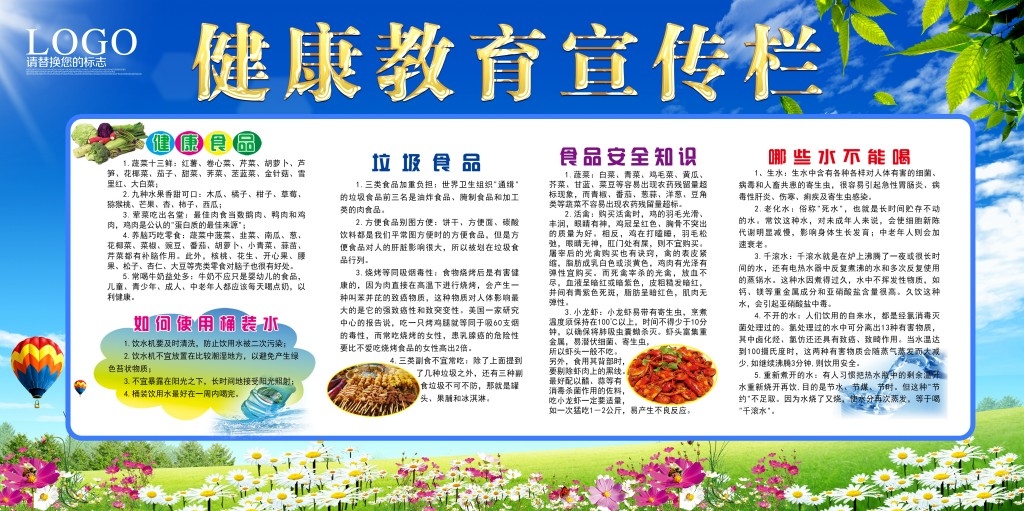 绿色清新食品安全知识健康教育宣传栏