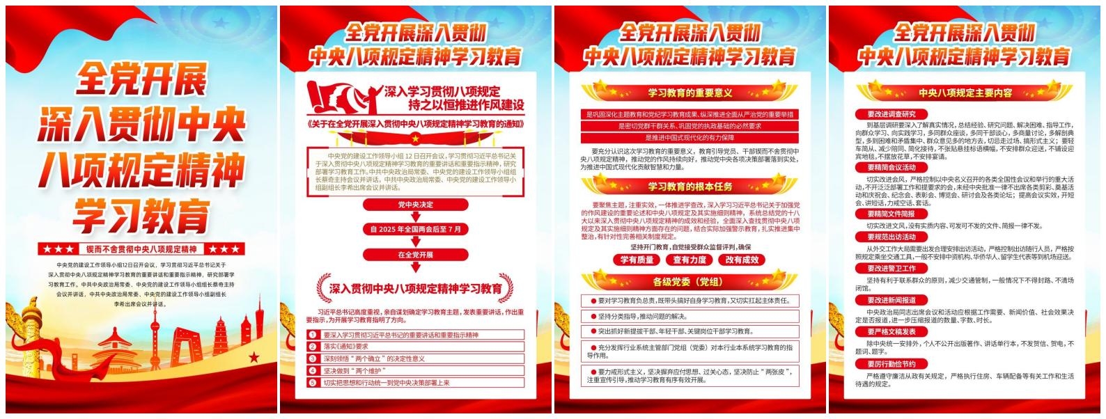 中央八项规定精神学习教育海报挂画套图