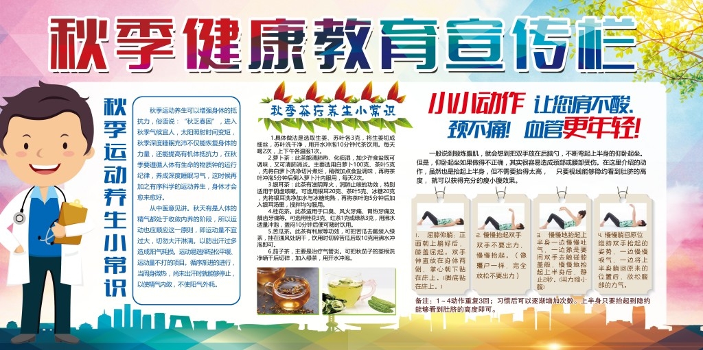 社区学校秋季健康教育知识宣传栏展板