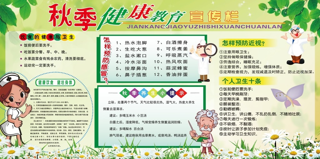 社区学校秋季健康教育宣传栏