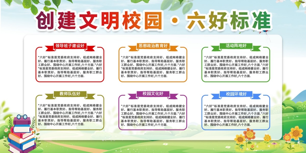 学校校园创建文明校园六好标准展板宣传栏