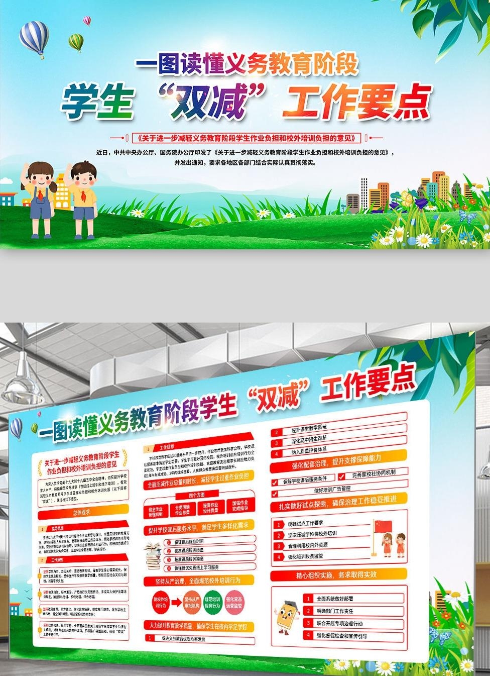 义务教育阶段双减政策知识解读展板宣传栏 (9)