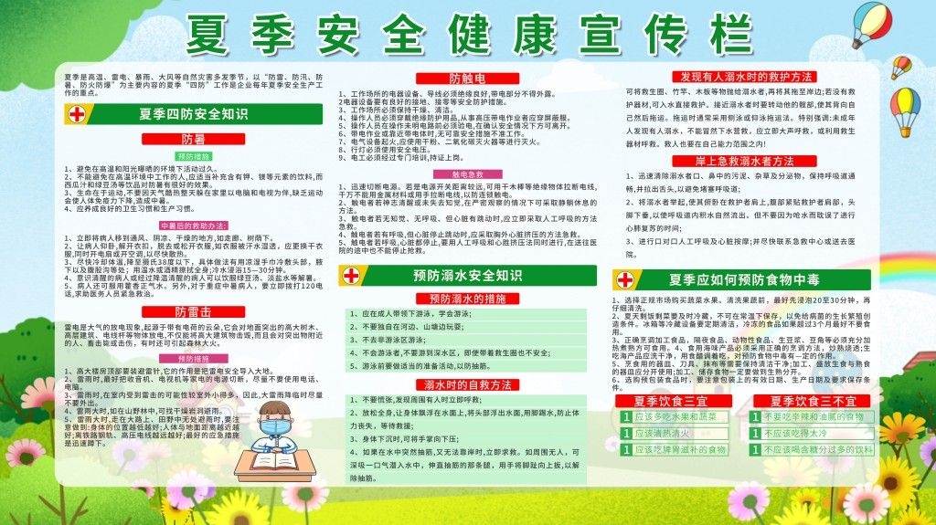 夏季安全知识健康宣传栏展板