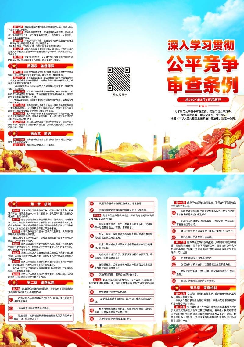经典红色公平竞争审查条例三折页