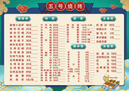 餐饮美食撸串炸串烤肉烧烤菜单菜谱价目表价格表 (13)