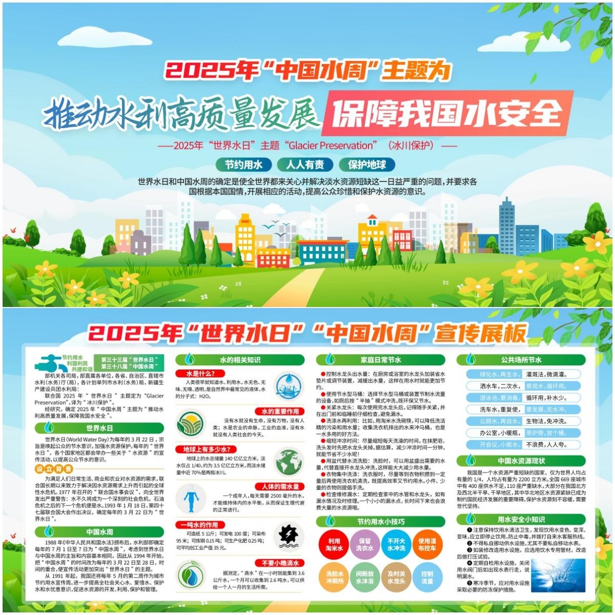 2025年中国水周宣传绿色展板