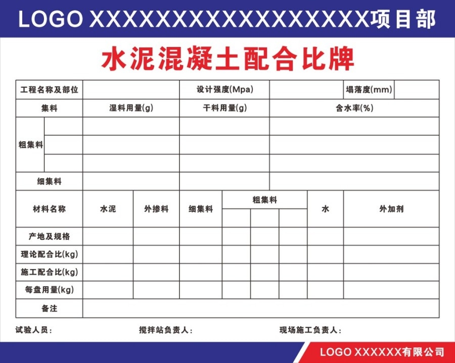 搅拌站水泥混凝土配比牌