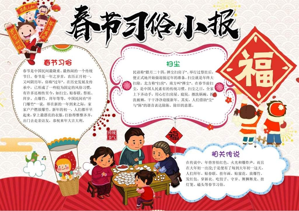 春节习俗相关传说手抄报小报