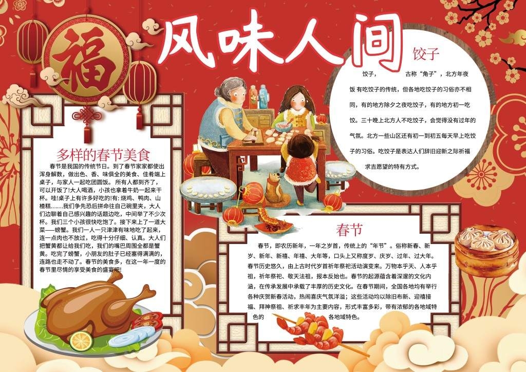 舌尖上的年味风味人间春节美食手抄报小报