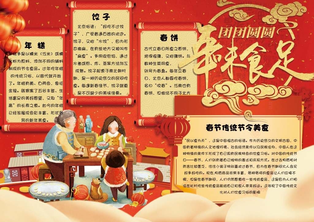 春节美食传统美食手抄报小报