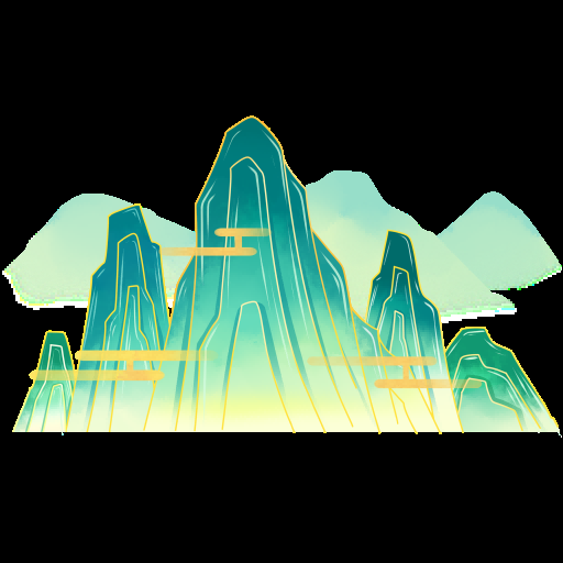 国潮风手绘山脉山峰中国风古风山水插画元素 (23)