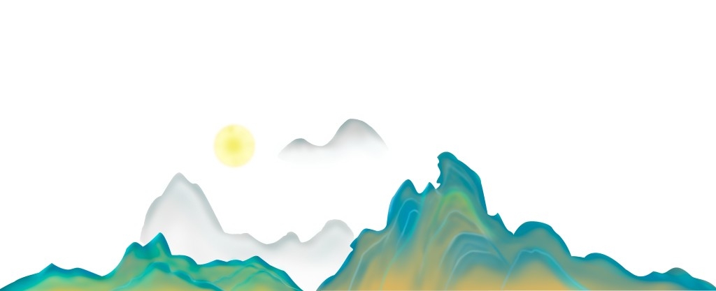 国潮风手绘山脉山峰中国风古风山水插画元素 (52)