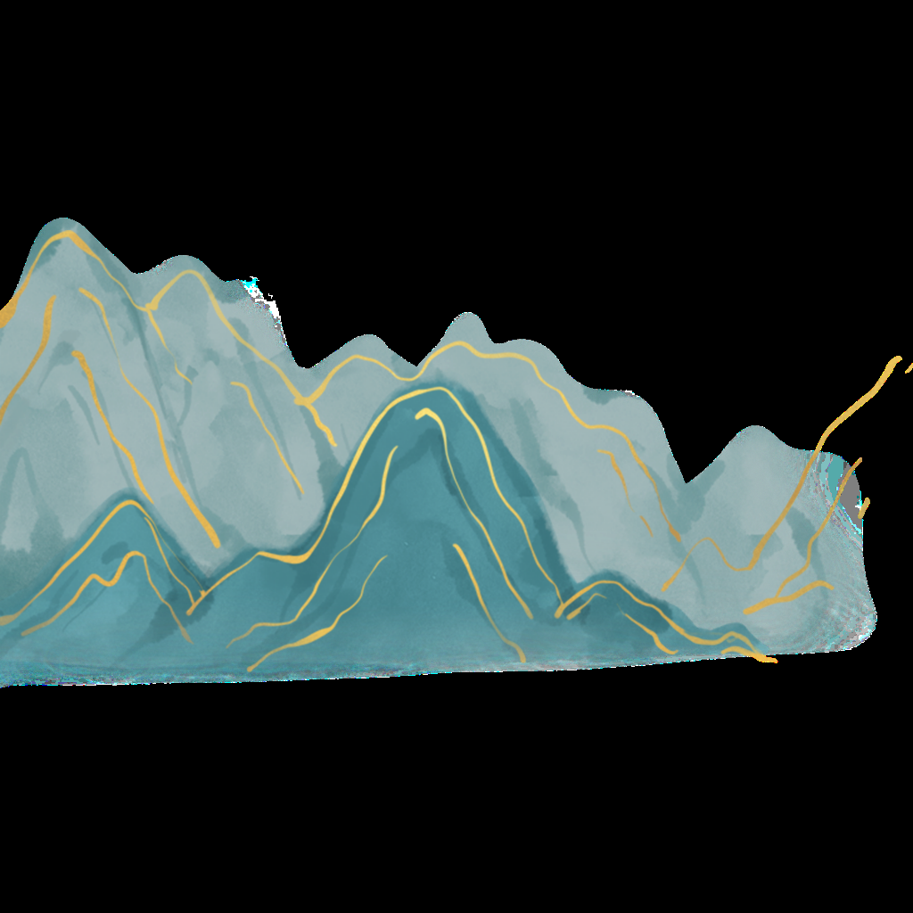 国潮风手绘山脉山峰中国风古风山水插画元素 (31)