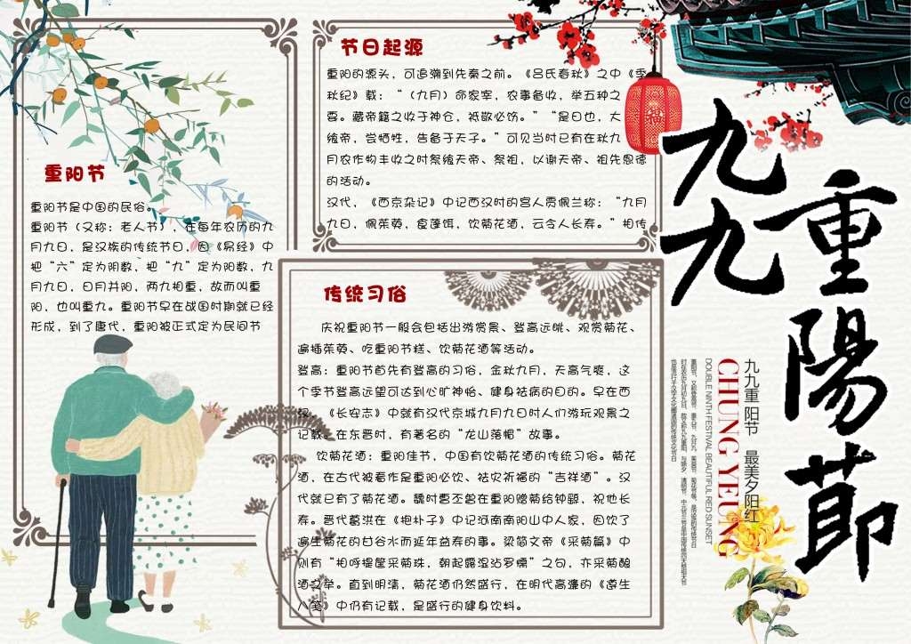 九月九重阳节传统习俗手抄报
