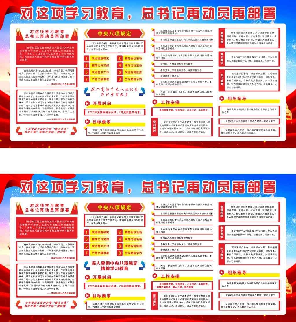八项规定展板对这项学习教育，总书记再动员再部署 (3)