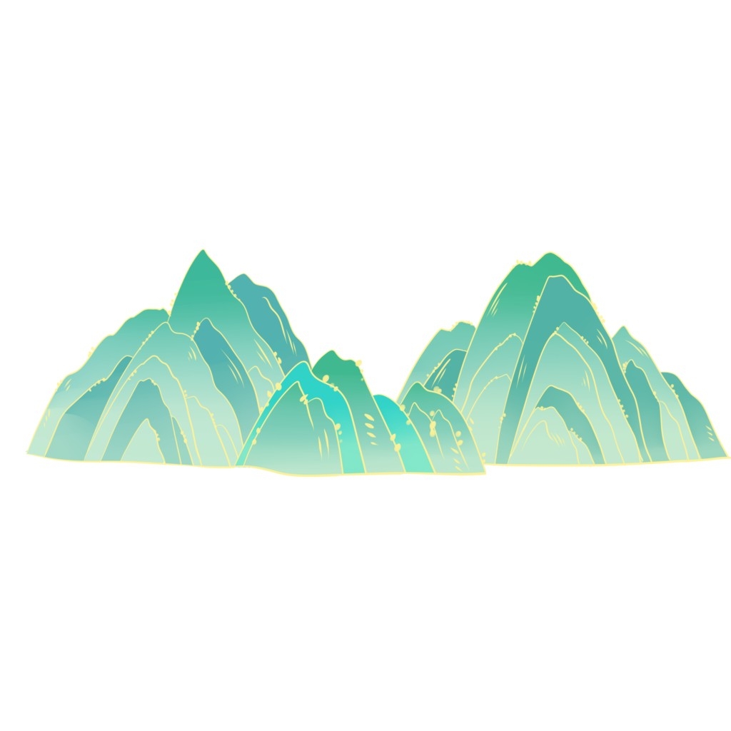国潮风手绘山脉山峰中国风古风山水插画元素 (60)