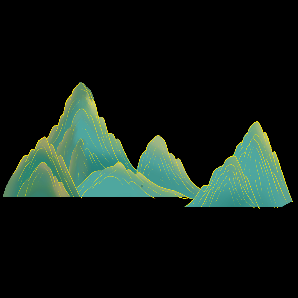 国潮风手绘山脉山峰中国风古风山水插画元素 (29)