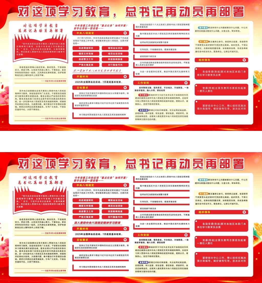 八项规定展板对这项学习教育，总书记再动员再部署 (2)