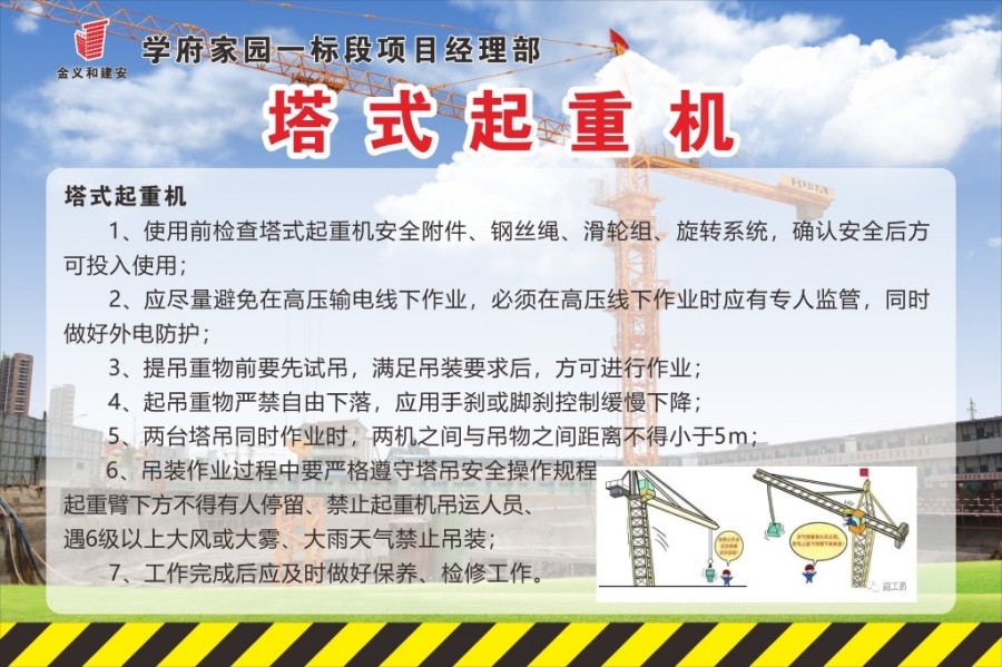 工地施工塔式起重机警示牌标识牌标志