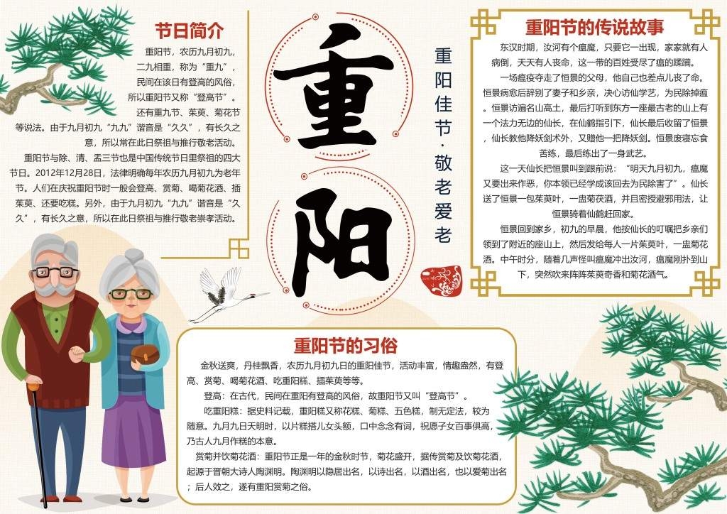 九月九重阳节传说故事手抄报