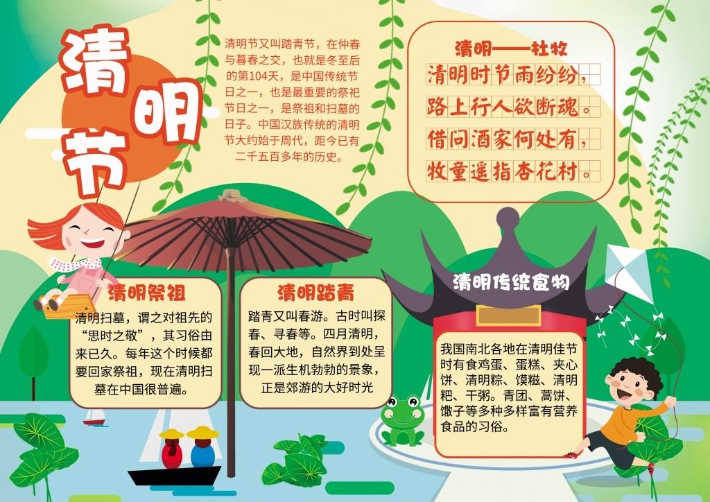 清明节祭祖踏青手抄报小报
