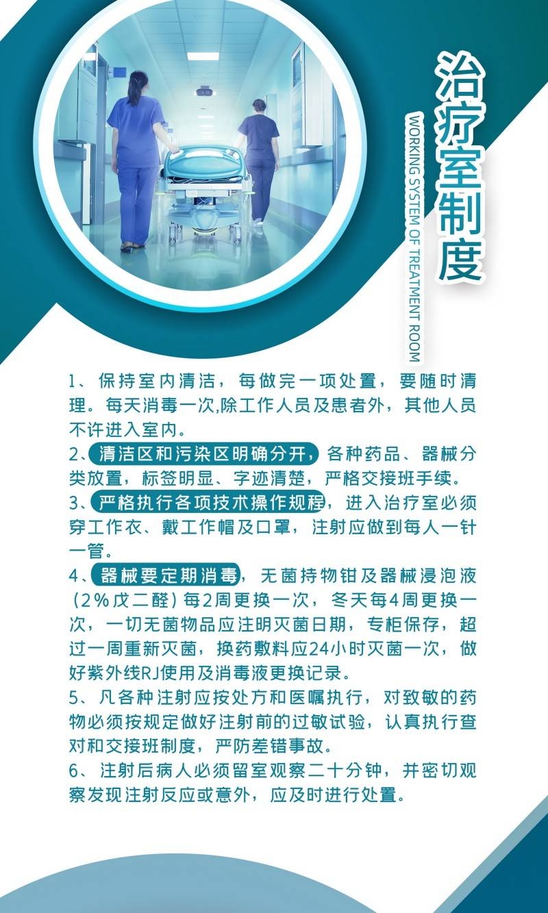 医院治疗室制度牌