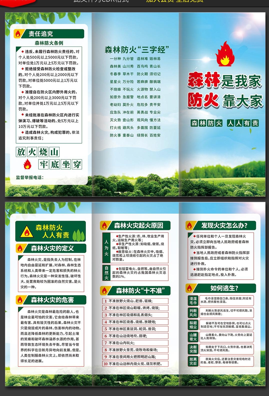 森林防火宣传三折页cdr
