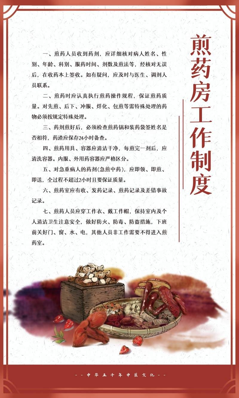 医院煎药房工作制度牌