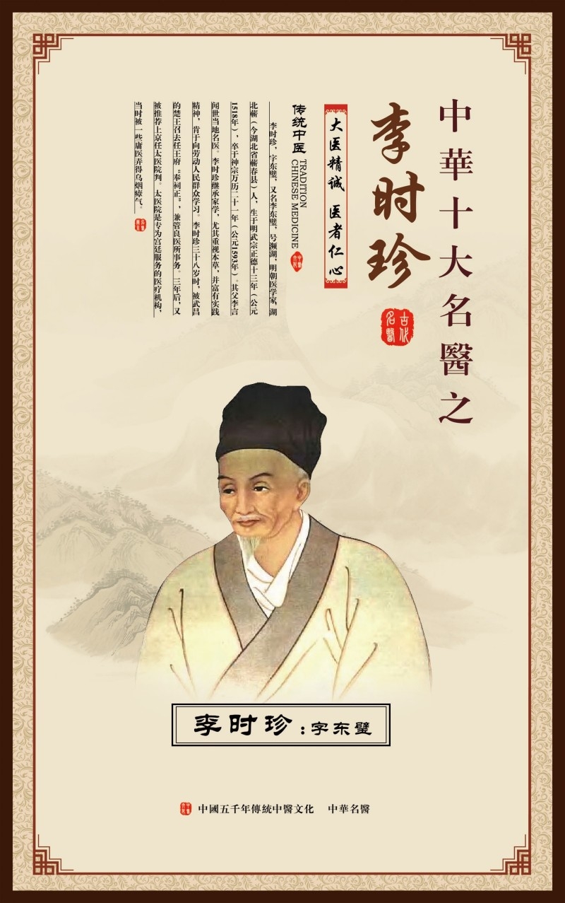 古代医药人物挂画海报李时珍