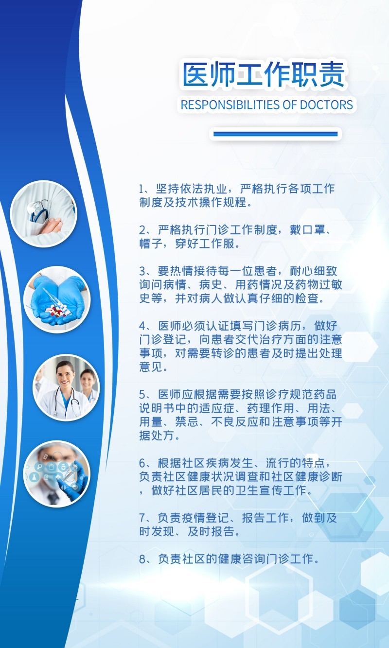 医院医师医生工作职责制度牌