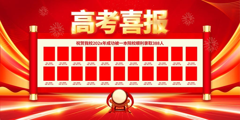最新高考喜报宣传海报展板金榜题名战报喜报背景板 (21)