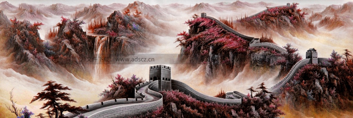 水墨新中式鸿运当头山水画中堂画会议室装饰画高清图片素材2