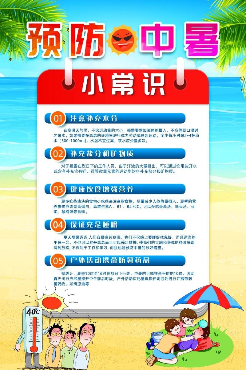夏季高温防暑小常识海报