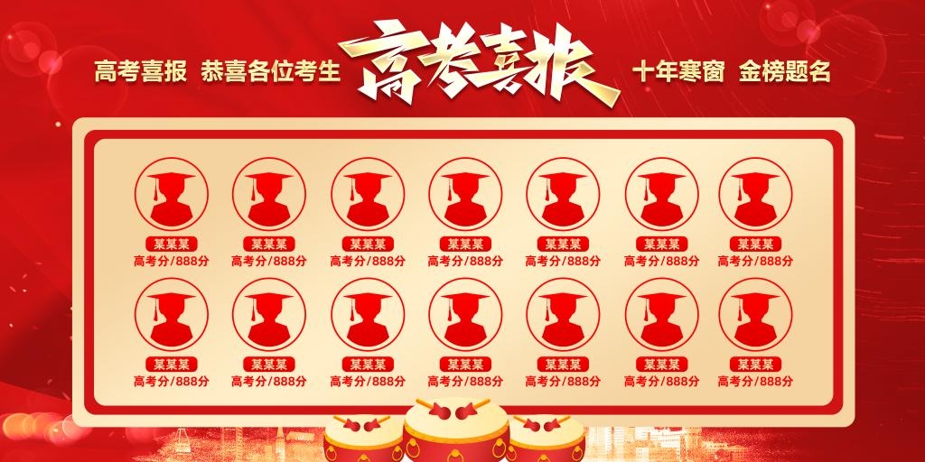 最新高考喜报宣传海报展板金榜题名战报喜报背景板 (15)