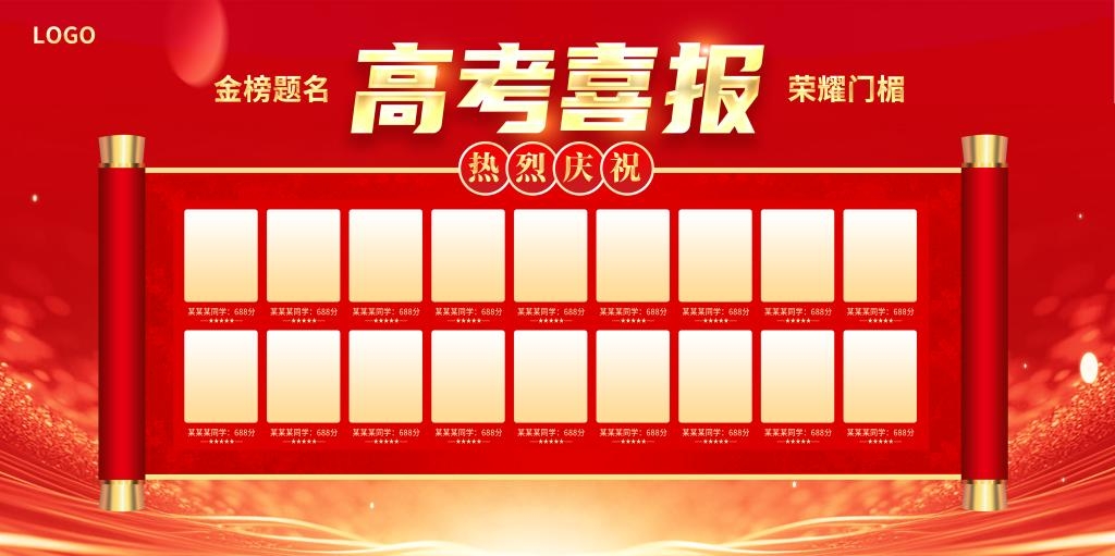 最新高考喜报宣传海报展板金榜题名战报喜报背景板 (32)