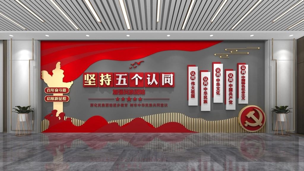 红色精品民族团结五个认同文化墙形象墙