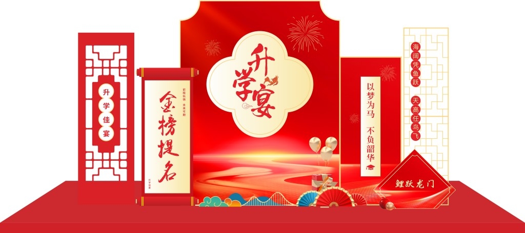 高考升学宴谢师宴美陈金榜题名升学宴会布置KT板拍照美陈 (8)