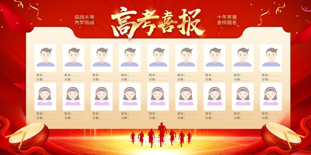 最新高考喜报宣传海报展板金榜题名战报喜报背景板 (31)