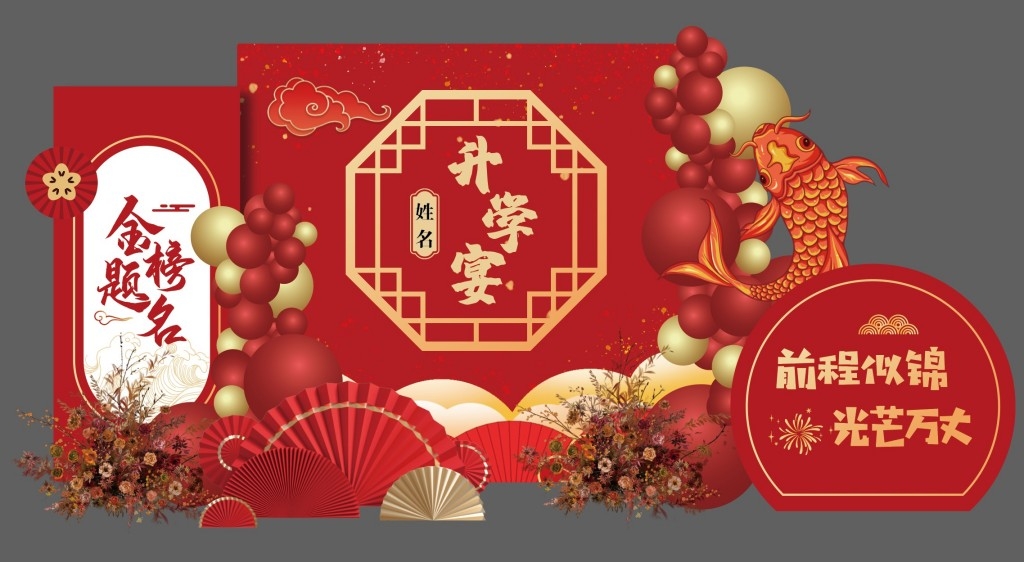 高考升学宴谢师宴美陈金榜题名升学宴会布置KT板拍照美陈 (6)
