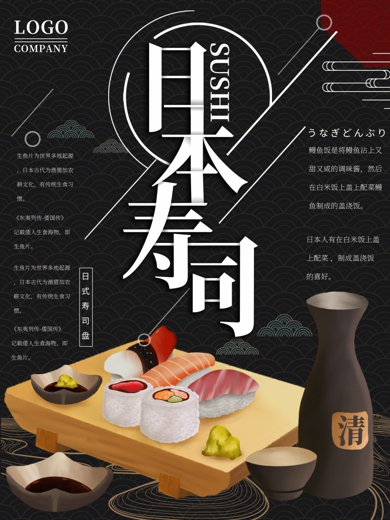 餐饮饭店日式寿司料理海报 (40)