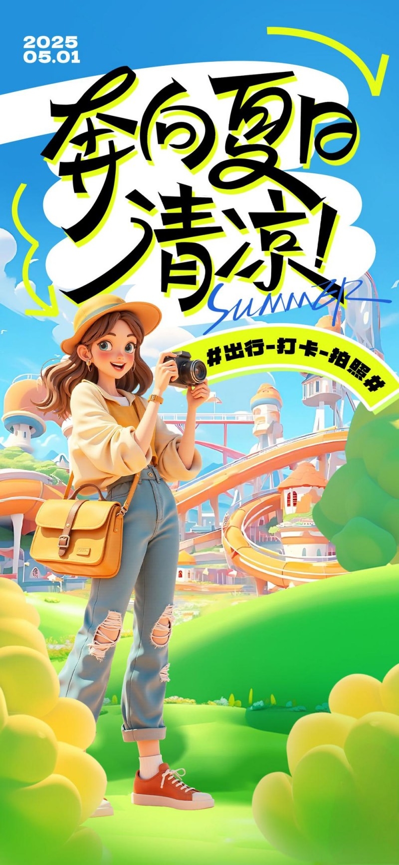 夏日夏季户外出游唤醒计划海报 (8)