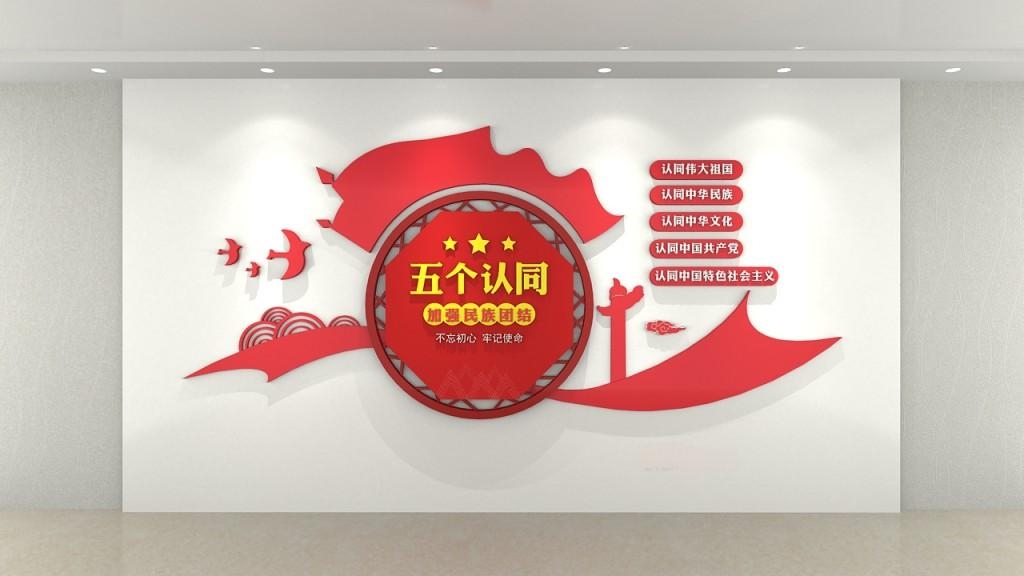 简约加强民族团结五个认同文化墙形象墙